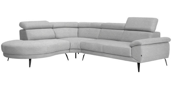 ECKSOFA in Velours Hellgrau  - Hellgrau/Schwarz, Design, Textil/Metall (264/299cm) - Novel