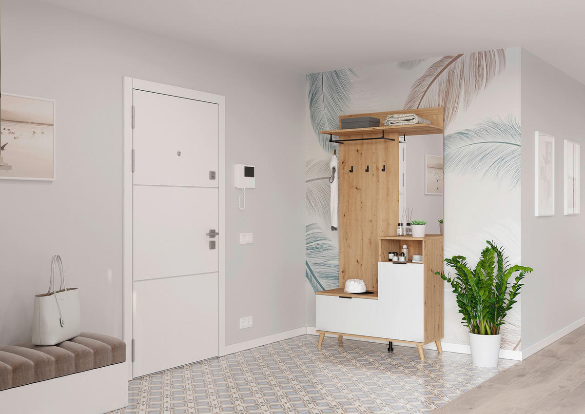 GARDEROBE  in 100/202/40 cm  - Weiß/Eiche Artisan, Design, Glas/Holzwerkstoff (100/202/40cm) - home24