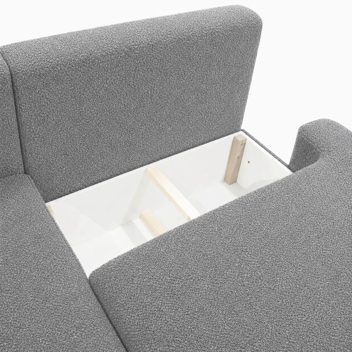 ECKSOFA FREDO Grau Bouclé  - Schwarz/Grau, Design, Kunststoff/Textil (150/233cm) - MID.YOU
