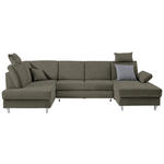 WOHNLANDSCHAFT  in Struktur Braun  - Silberfarben/Braun, KONVENTIONELL, Holz/Textil (186/322/167cm) - Cantus