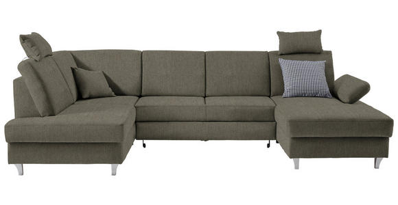 WOHNLANDSCHAFT  in Struktur Braun  - Silberfarben/Braun, KONVENTIONELL, Holz/Textil (186/322/167cm) - Cantus