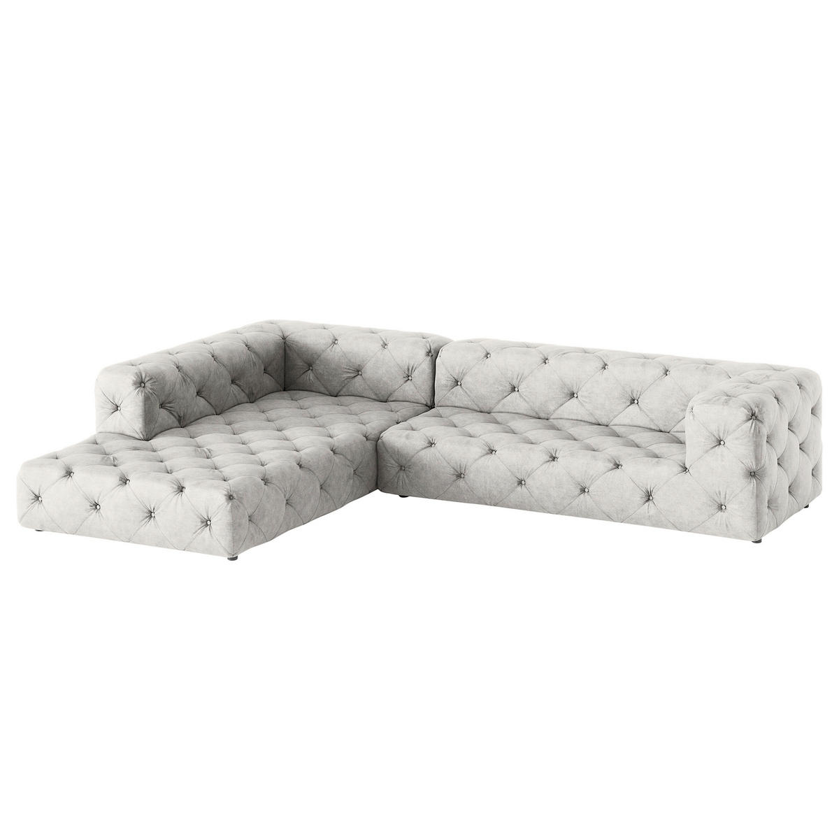 ECKSOFA Mikrofaser Hellgrau  - Hellgrau/Schwarz, Design, Kunststoff/Textil (228/325cm) - P & B
