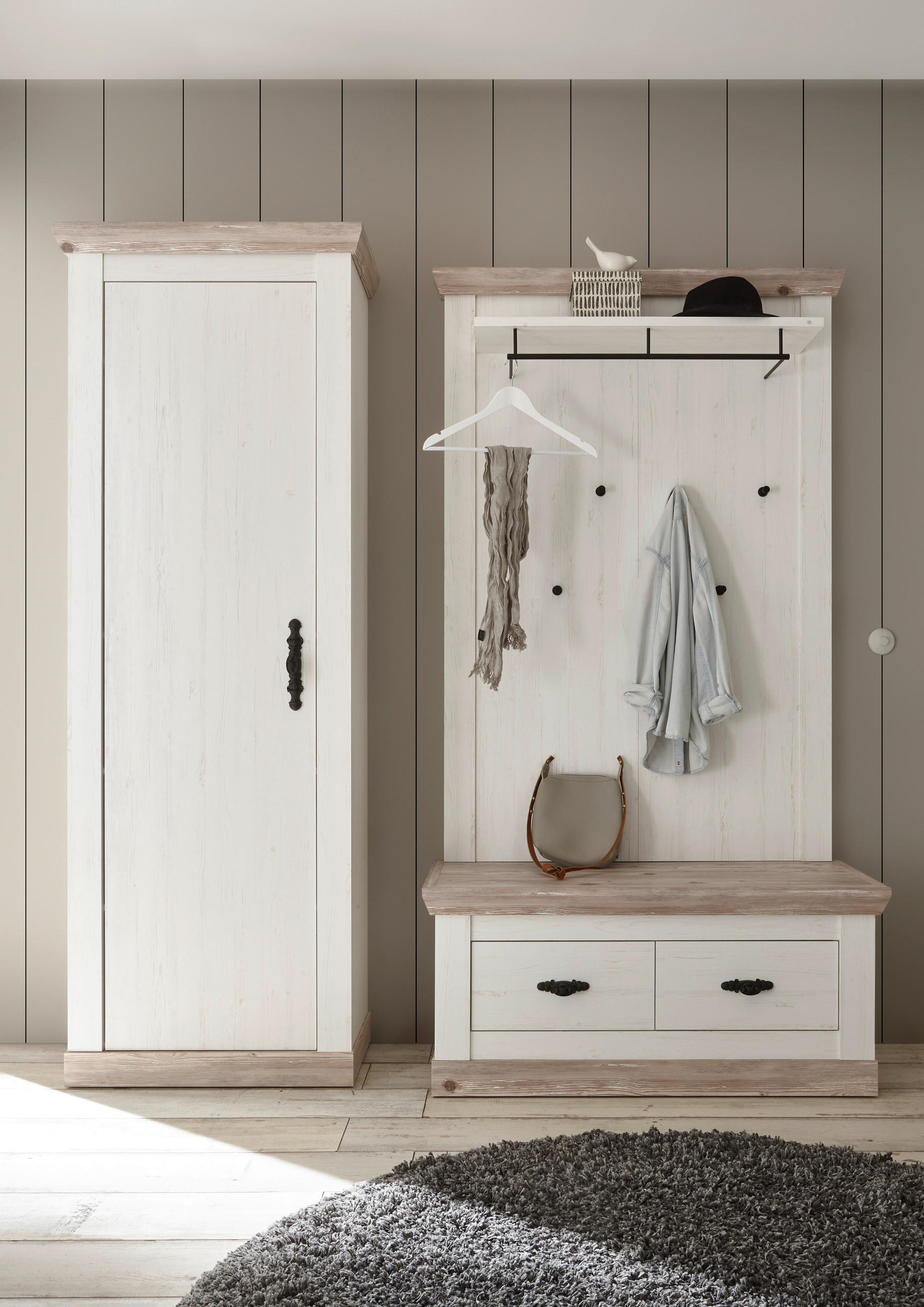 GARDEROBE 3-teilig  in 190/201/45 cm  - Hellbraun/Pinienfarben, Design, Holzwerkstoff (190/201/45cm) - MID.YOU