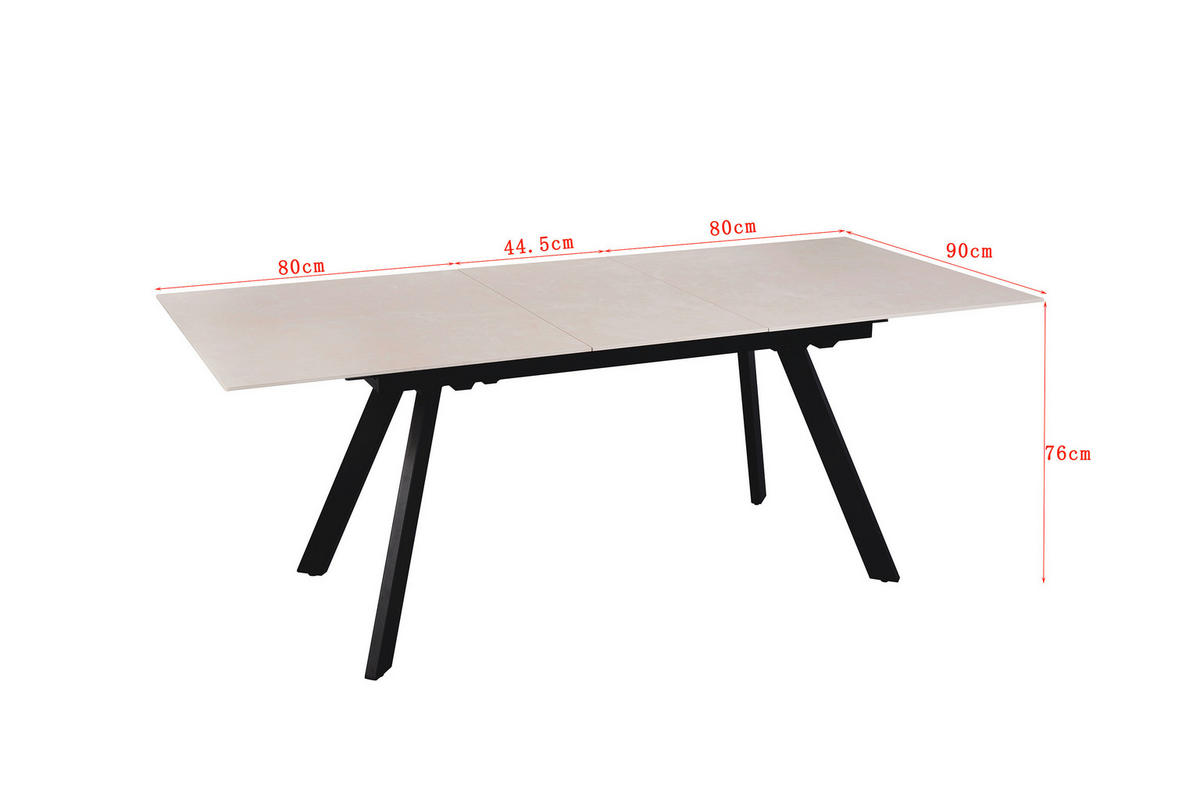 ESSTISCH 160-205/90/76 cm  Metall, Keramik ausziehbar rechteckig Schwarz, Beige  - Beige/Schwarz, Design, Keramik/Metall (160-205/90/76cm) - Novel