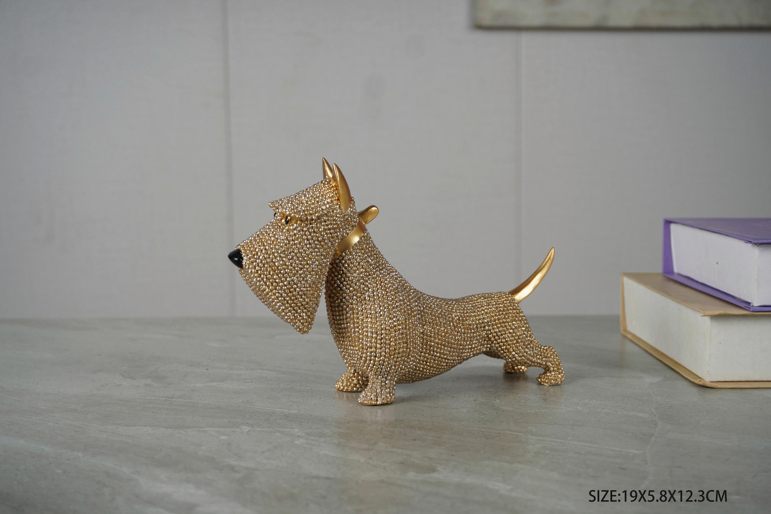 DEKOR ÁLLATFIGURA - aranyszínű, Basics, műanyag (19/6/12,3cm)