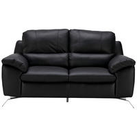 2,5-SITZER Kombination Echtleder/Lederlook Schwarz  - Silberfarben/Schwarz, Design, Leder/Metall (216/97/95-151cm) - Livetastic