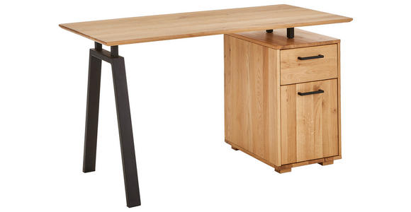 SCHREIBTISCH 140/65/75 cm  in Eichefarben  - Eichefarben/Schwarz, KONVENTIONELL, Holz/Kunststoff (140/65/75cm) - Linea Natura