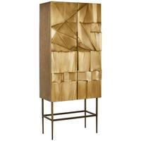 FÉLMAGAS SZEKRÉNY 75/180/40 cm  - sárgarézszínű/aranyszínű, Trend, faalapú anyag/fém (75/180/40cm) - Ambia Home
