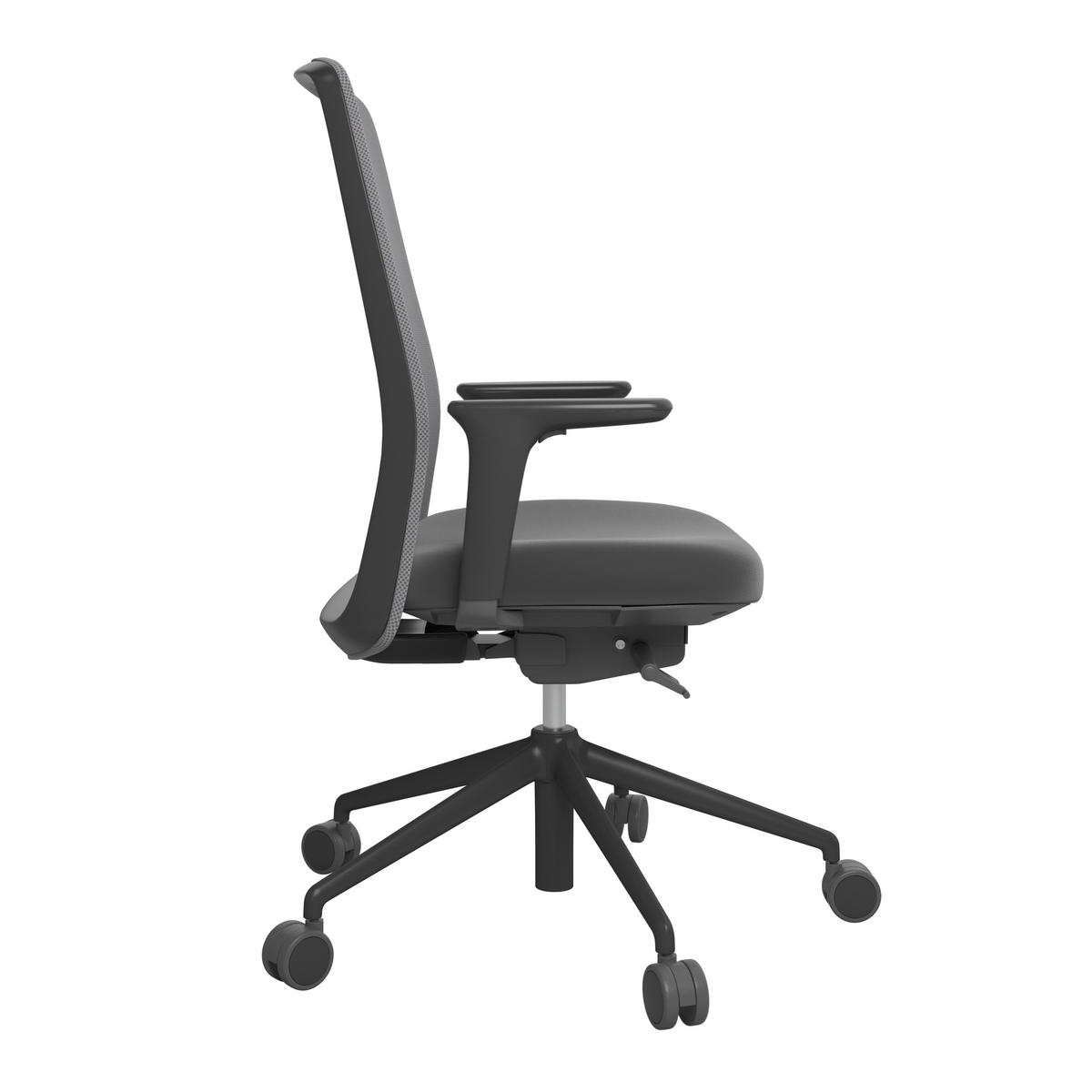 DREHSTUHL Lederlook Grau, Schwarz  - Schwarz/Grau, MODERN, Kunststoff/Textil (70/103-115/70cm)