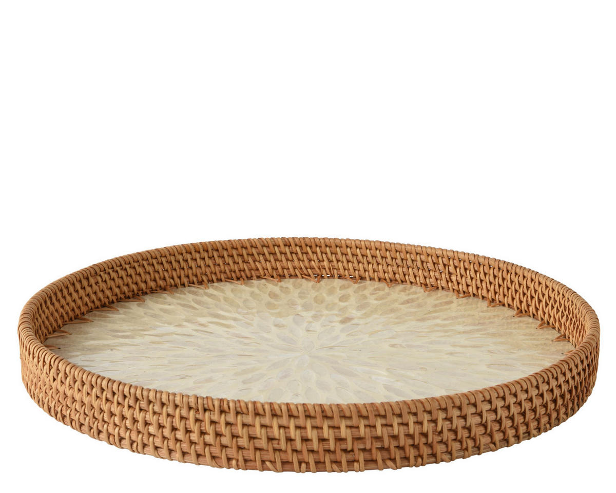 DEKOR TÁLCA 38/4 cm   - natúr színű/fehér, Basics, fa (38/4cm)
