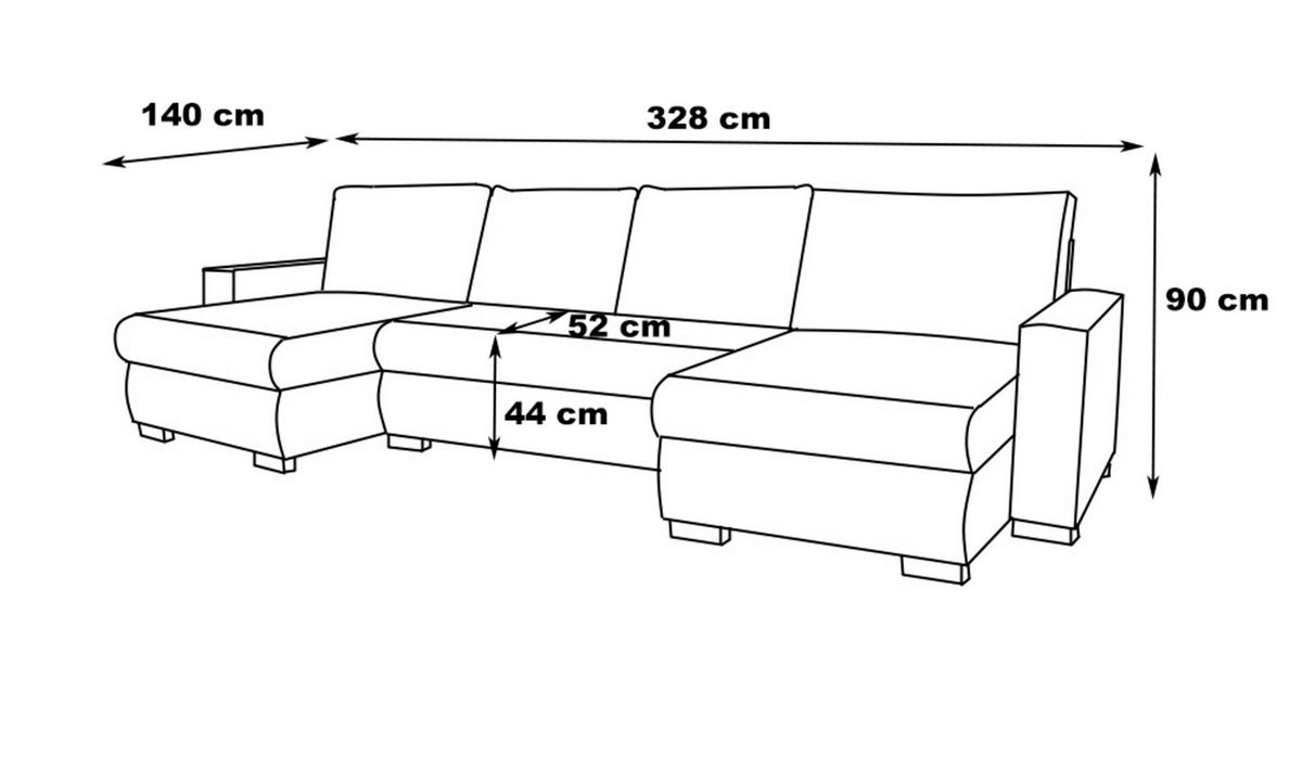 WOHNLANDSCHAFT Beige Chenille  - Beige/Schwarz, KONVENTIONELL, Kunststoff/Textil (140/328/140cm) - Ti'me
