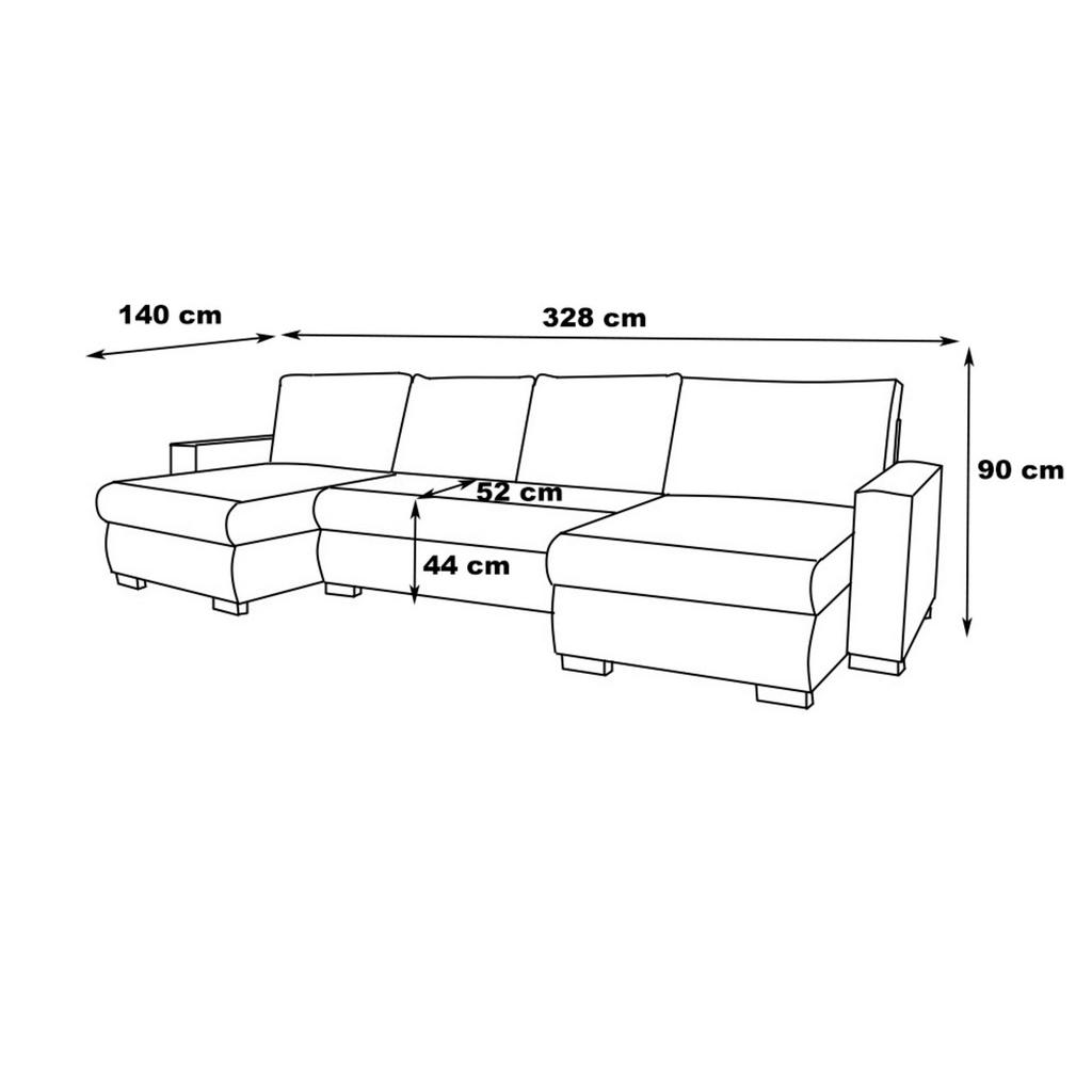Thumbnail - Ti'me Wohnlandschaft, Dunkelgrau, Textil, 3-Sitzer, Füllung: Schaumstoff, U-Form, 328x140 cm, Liegefunktion, Rücken echt...