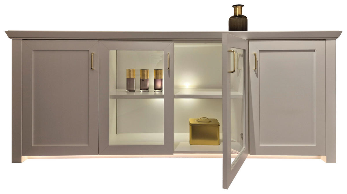 SIDEBOARD Weiß  200/79/43 cm  - Messingfarben/Weiß, LIFESTYLE, Glas/Holzwerkstoff (200/79/43cm) - Landscape