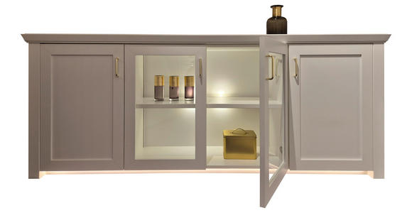 SIDEBOARD Weiß  200/79/43 cm  - Messingfarben/Weiß, LIFESTYLE, Glas/Holzwerkstoff (200/79/43cm) - Landscape