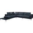 ECKSOFA  in Leinwand Blau  271/318 cm  - Blau/Schwarz, Design, Textil/Metall (271/318cm) - Belluti