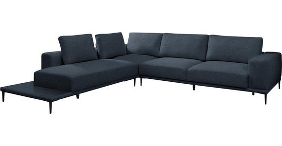ECKSOFA  in Leinwand Blau  271/318 cm  - Blau/Schwarz, Design, Textil/Metall (271/318cm) - Belluti