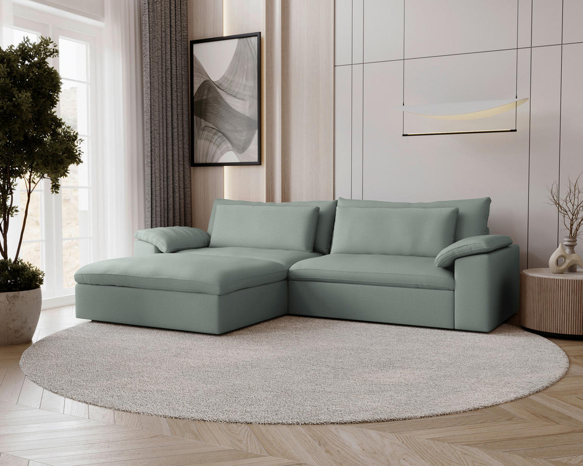 ECKSOFA  Chenille Hellgrau  - Hellgrau/Schwarz, Modern, Kunststoff/Textil (198/306cm) - Carryhome
