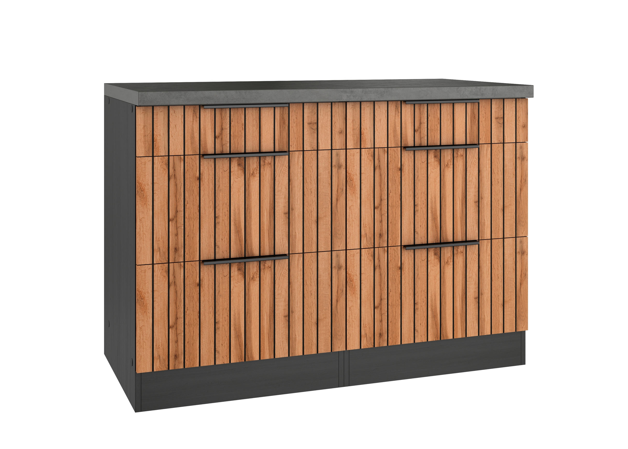 SCHUBKASTENUNTERSCHRANK 120/85/60 cm  in Graphitfarben, Eiche Wotan  - Schieferfarben/Eiche Wotan, Basics, Holzwerkstoff/Metall (120/85/60cm) - Held