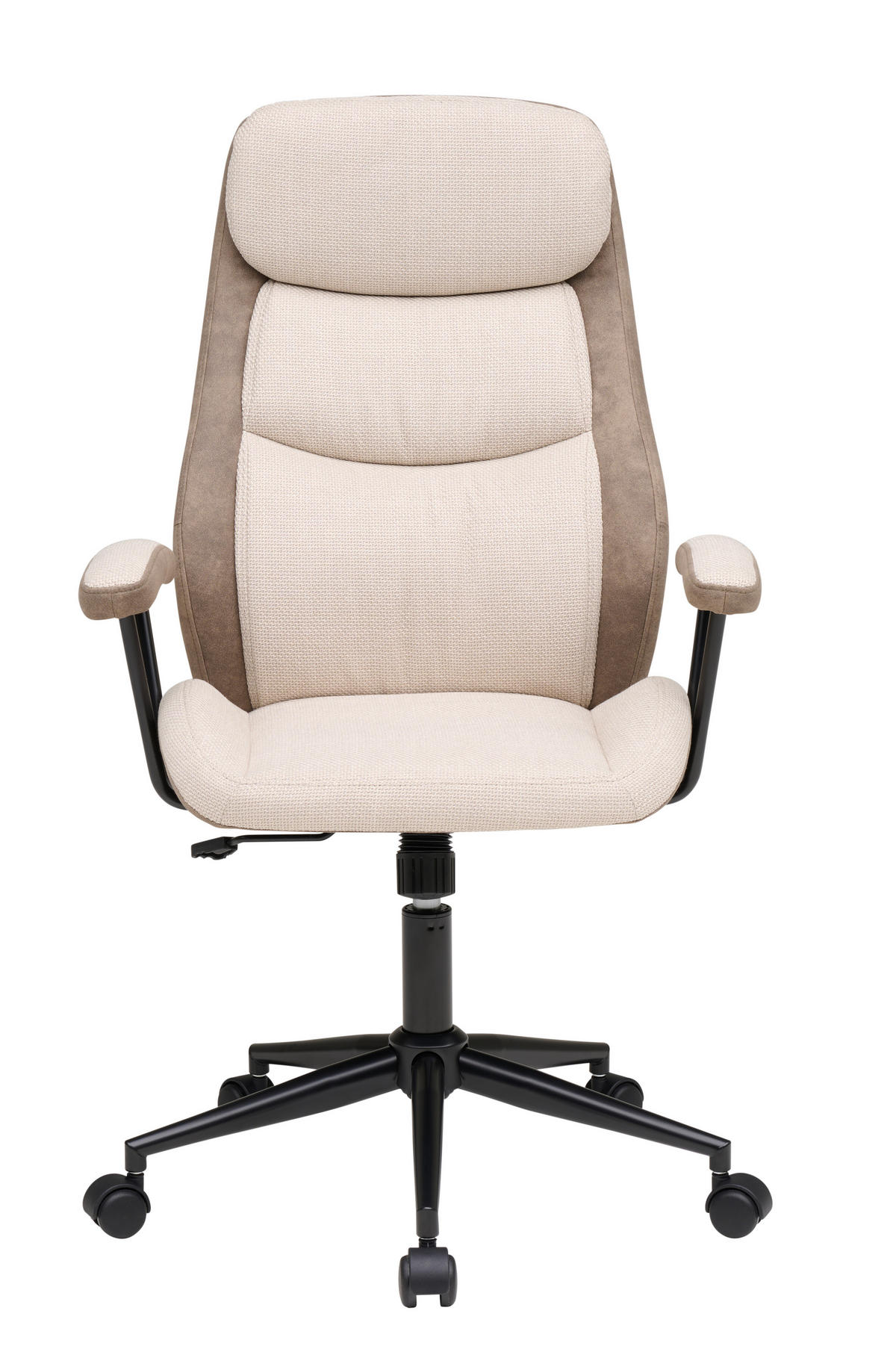 OTOČNÁ STOLIČKA, tkaná textília, béžová - čierna/béžová, Modern, kov/textil (64/103-113/66cm) - MID.YOU