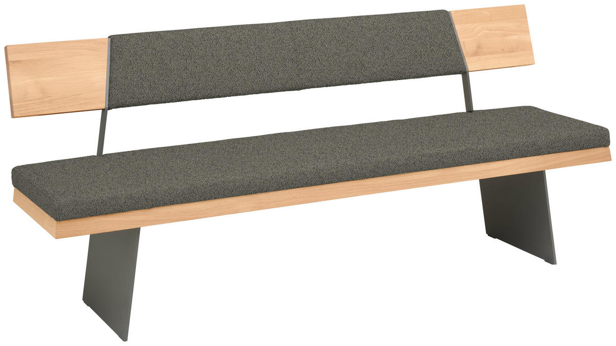 SITZBANK 207/90/58 cm  in Schwarz, Wildeiche, Graubraun  - Wildeiche/Graubraun, Natur, Holz/Textil (207/90/58cm) - Voglauer