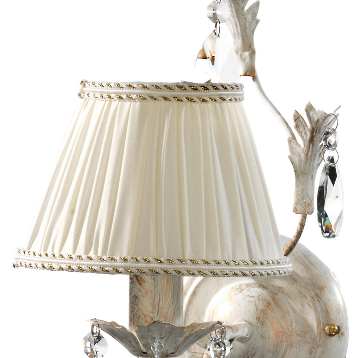 WANDLEUCHTE 30/34 cm   - Weiß, ROMANTIK / LANDHAUS, Glas/Textil (30/34cm)