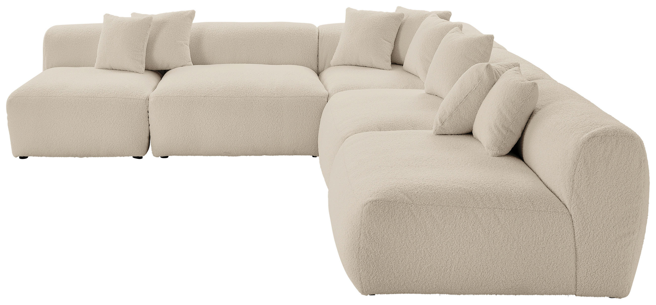 ECKSOFA BLOOM Beige Flachgewebe, Teddystoff  - Beige, Trend, Textil (300/315cm) - Livetastic
