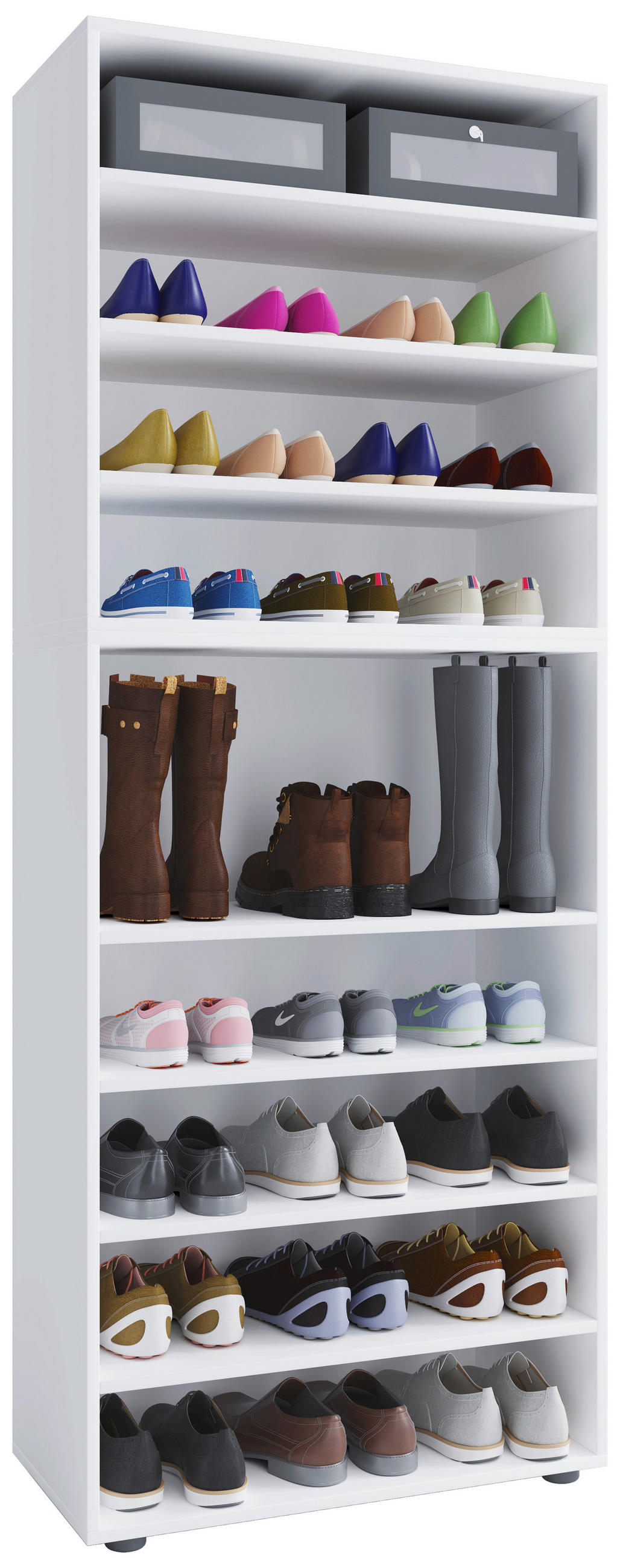 Schuhregal Lona XXL 9 Ablagen Weiß H: 183 cm