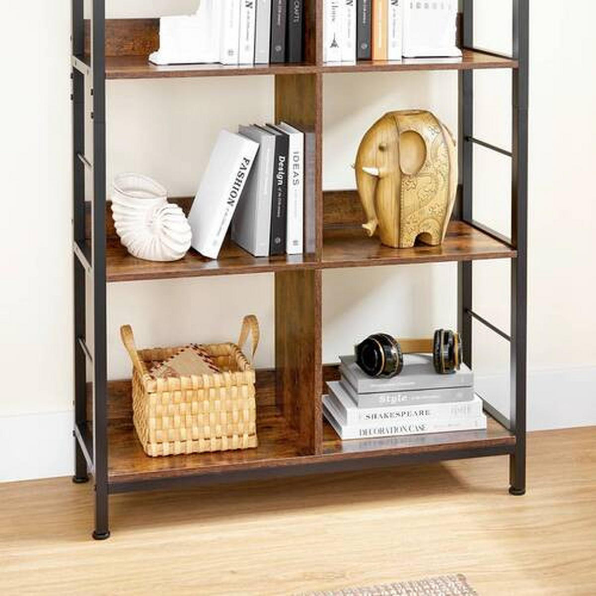 BÜCHERWAND  80/149/33 cm Braun, Schwarz  - Schwarz/Braun, Basics, Holzwerkstoff/Metall (80/149/33cm) - Boxxx