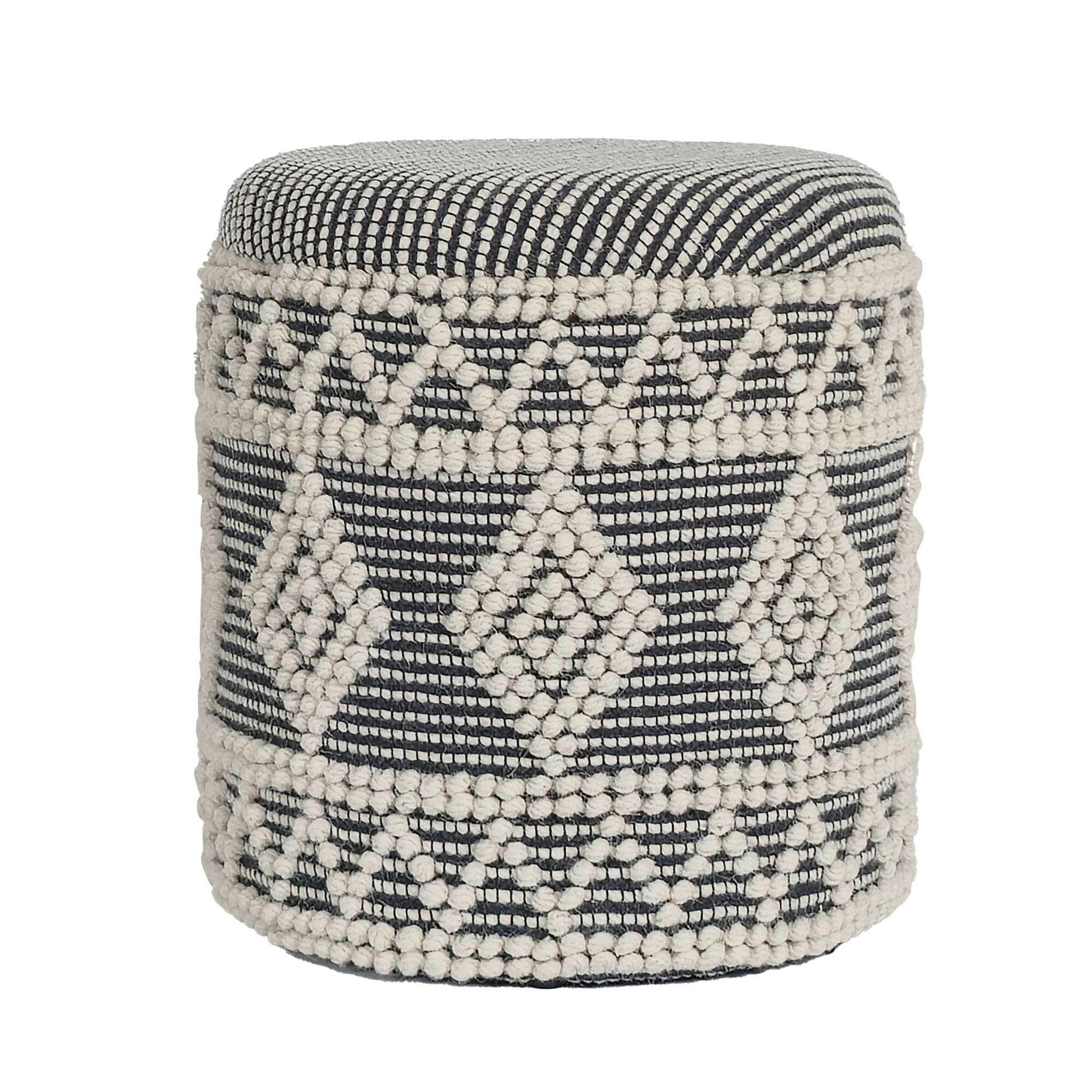 Mid.you Hocker Creme, Schwarz 40x45x40 cm