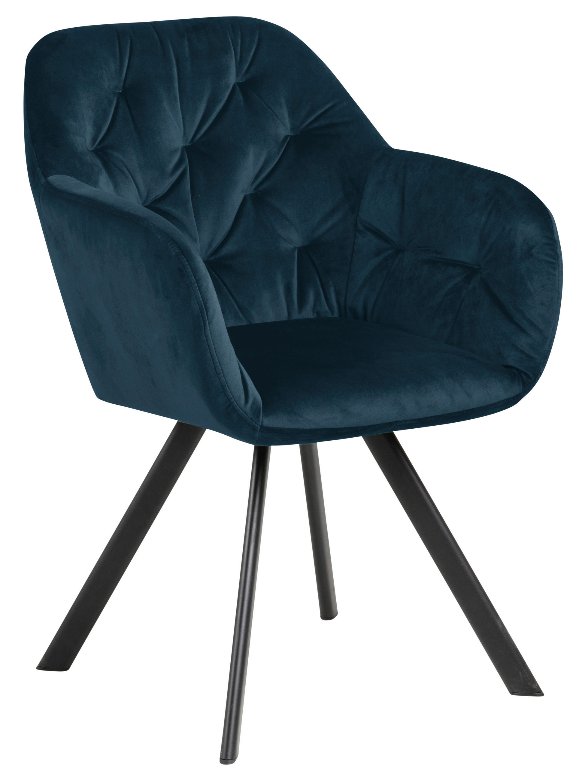 ARMLEHNSTUHL (DREHBAR)  in Samt  - Blau/Schwarz, Design, Textil/Metall (57,5/81,5/61,5cm) - Carryhome