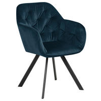 ŽIDLE S PODRUČKAMI, samet, modrá - modrá/černá, Design, kov/textil (57,5/81,5/61,5cm) - Carryhome