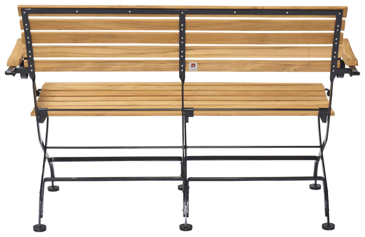 GARTENBANK 130/59/86,5 cm Teakholz  Stahl  - Schwarz/Teakfarben, ROMANTIK / LANDHAUS, Holz/Metall (130/59/86,5cm) - Ambia Garden