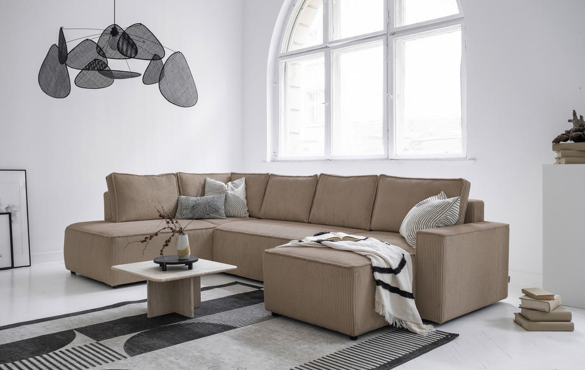 SEDACIA SÚPRAVA, textil, taupe - čierna/taupe, Design, textil/plast (194/322/156cm) - MID.YOU