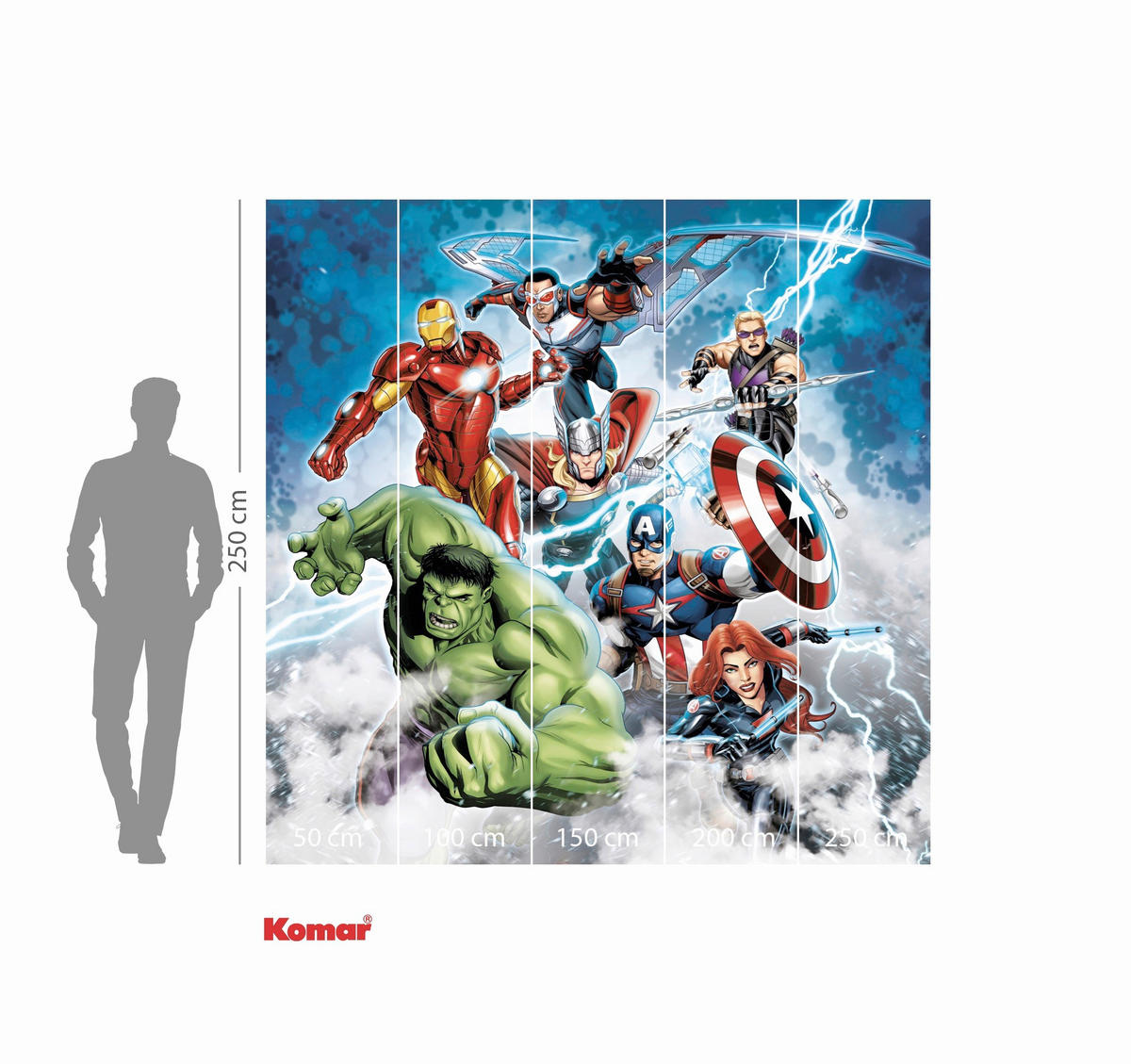 FOTOTAPETE AVENGERS MIGHTY TEAM  - Naturfarben, Design, Textil (250/250cm) - Marvel