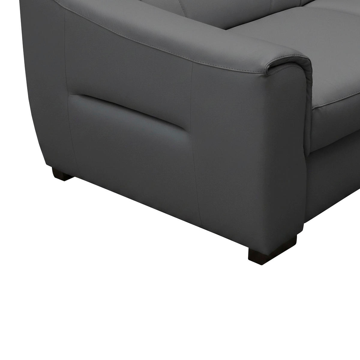 ECKSOFA Lederlook Echtleder Anthrazit  - Wengefarben/Anthrazit, Design, Leder/Holz (260/260cm) - Celina Home