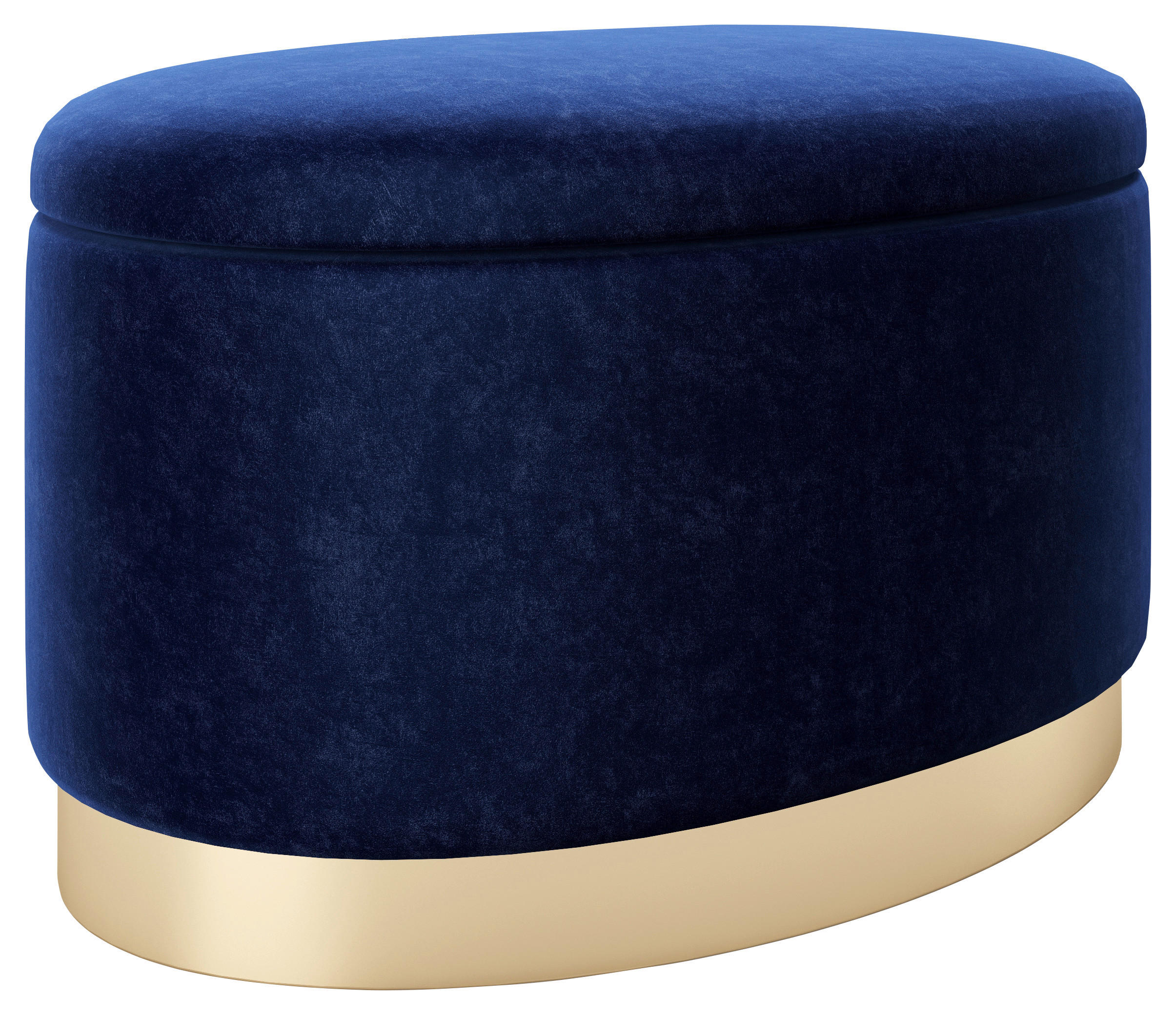 HOCKER in Textil Dunkelblau  - Goldfarben/Dunkelblau, LIFESTYLE, Textil (60/40/40cm) - Playboy