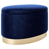 HOCKER Samt Dunkelblau  - Goldfarben/Dunkelblau, LIFESTYLE, Textil (60/40/40cm) - Playboy