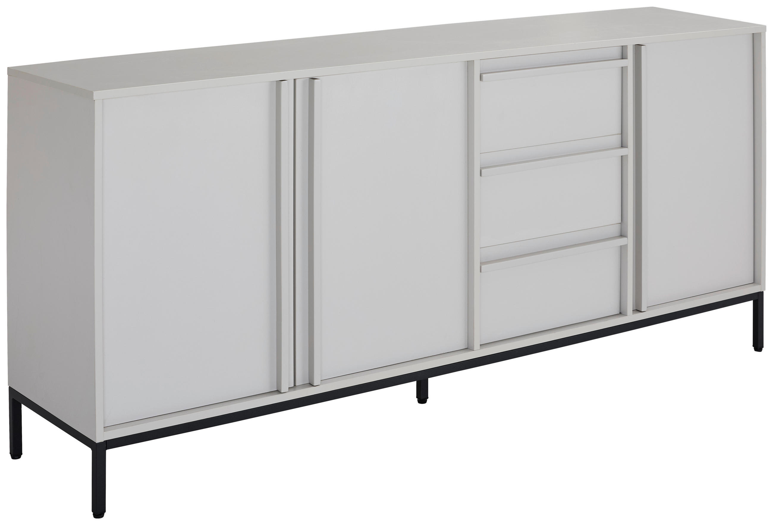 SIDEBOARD WABI 180/81/40 cm 3 Schublade(n)  - Hellgrau/Schwarz, Design, Holz/Holzwerkstoff (180/81/40cm) - Milino