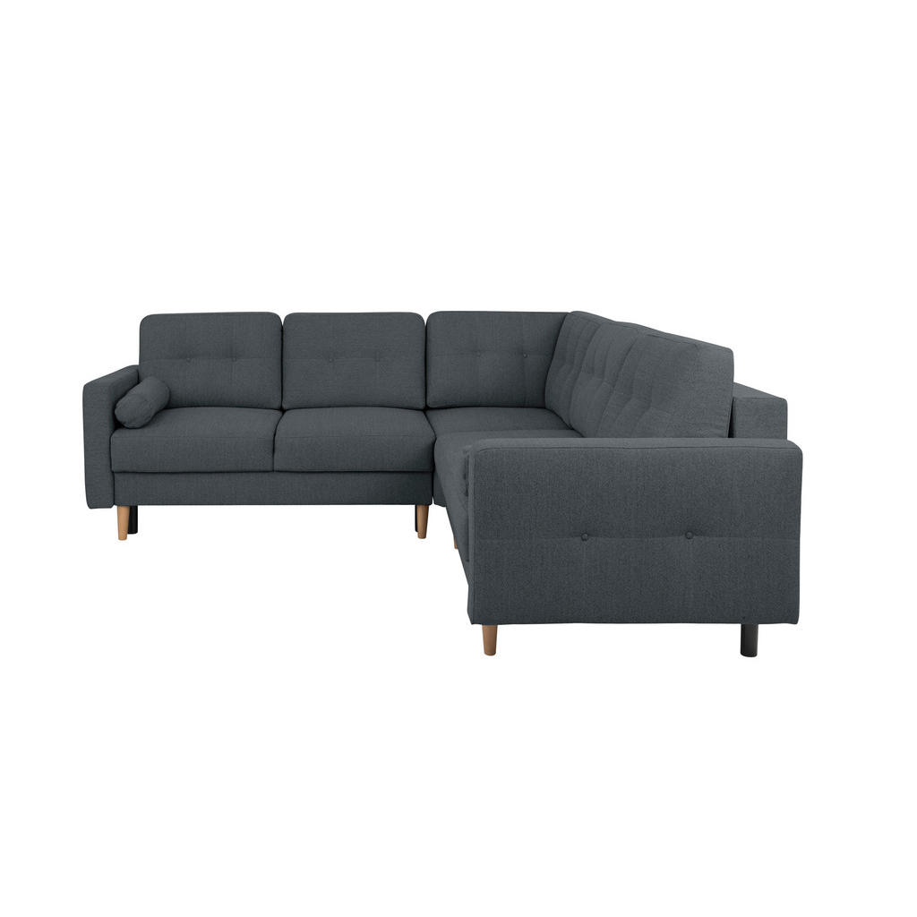 Thumbnail - Mid.you Ecksofa Noret, Dunkelblau, Textil, Birke, Buche, Hartholz, 5-Sitzer, Füllung: Polyurethan (PUR),Silikon, Schaums...