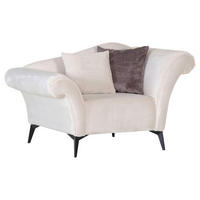 SESSEL in Plüsch Weiß, Grau  - Schwarz/Weiß, Design, Textil/Metall (138/83/85cm) - Ambia Home