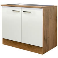 SPÜLENUNTERSCHRANK 100/85/57 cm  in Eichefarben, Magnolie  - Eichefarben/Magnolie, KONVENTIONELL, Holzwerkstoff/Metall (100/85/57cm) - FlexWell