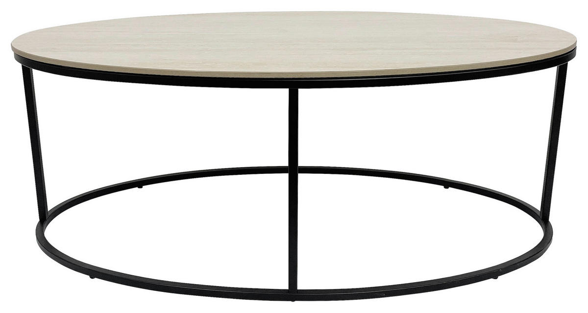 COUCHTISCH in Metall, Keramik 110/60/42 cm  - Creme/Schwarz, Design, Keramik/Metall (110/60/42cm) - Xora