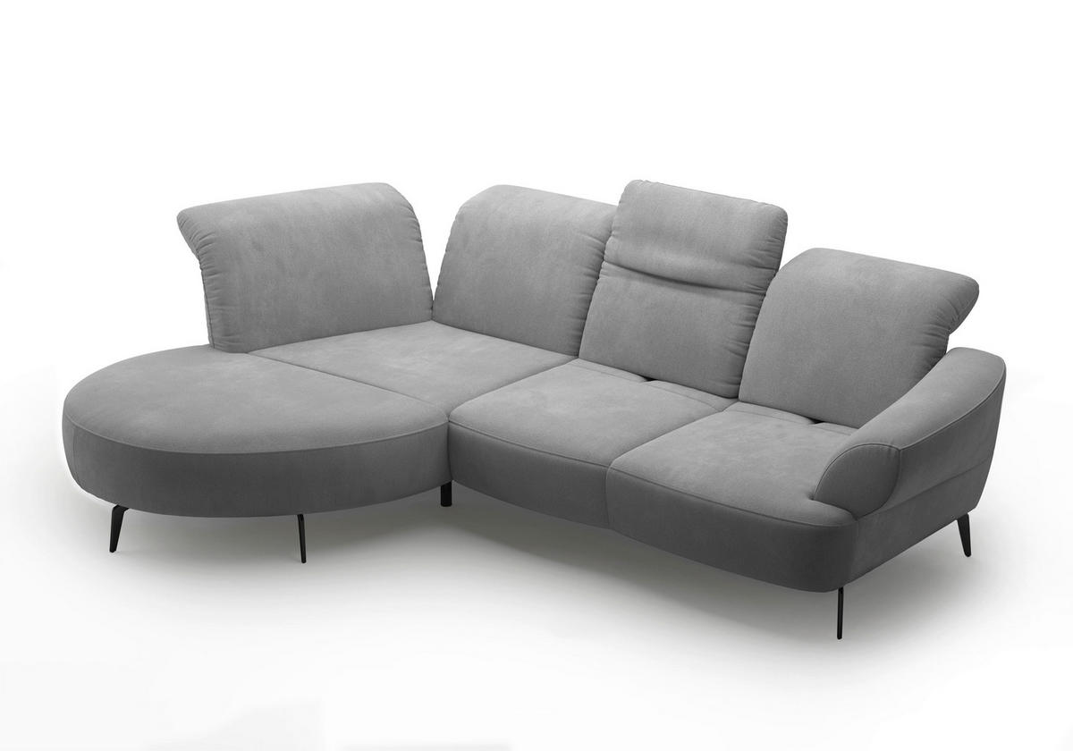 ECKSOFA in Flachgewebe Grau  - Schwarz/Grau, Modern, Textil/Metall (208/313cm) - Sit & More