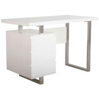 SCHREIBTISCH  in Weiss Hochglanz, Edelstahlfarben  - Weiss Hochglanz/Edelstahlfarben, Modern, Holzwerkstoff/Metall (115/76/60cm) - Livetastic