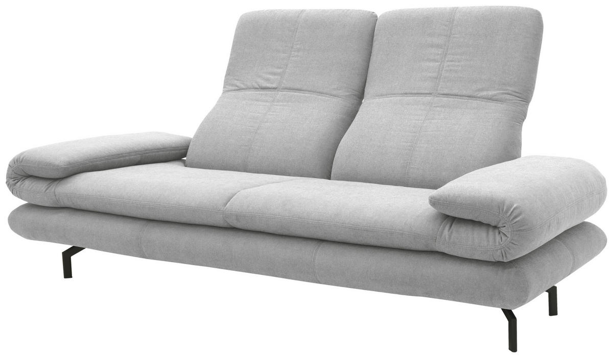 2,5-SITZER mit Funktionen in Webstoff Silberfarben  - Silberfarben/Schwarz, Design, Textil/Metall (224 (284)/83 (110)/98cm) - LOOKS by W.Joop