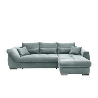 ECKSOFA 302/188 cm  in Cord Hellblau Zierkissen, Rückenkissen, Nierenkissen, Bettkasten  302/188 cm  - Chromfarben/Hellblau, MODERN, Textil/Metall (302/188cm) - MID.YOU