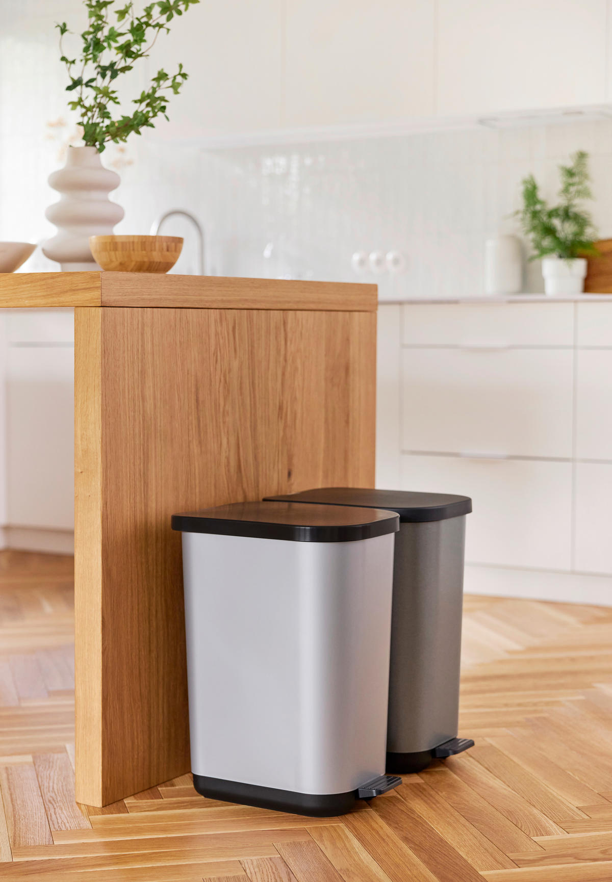 TRETEIMER Ribo 35 L  - Graphitfarben/Schwarz, KONVENTIONELL, Kunststoff (40/28,5/51,3cm) - Rotho