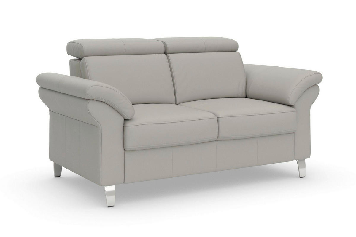 2-SITZER-SOFA ARNGAST E Hellgrau Echtleder  - Chromfarben/Hellgrau, Basics, Leder/Textil (156/84/93cm) - Sit & More