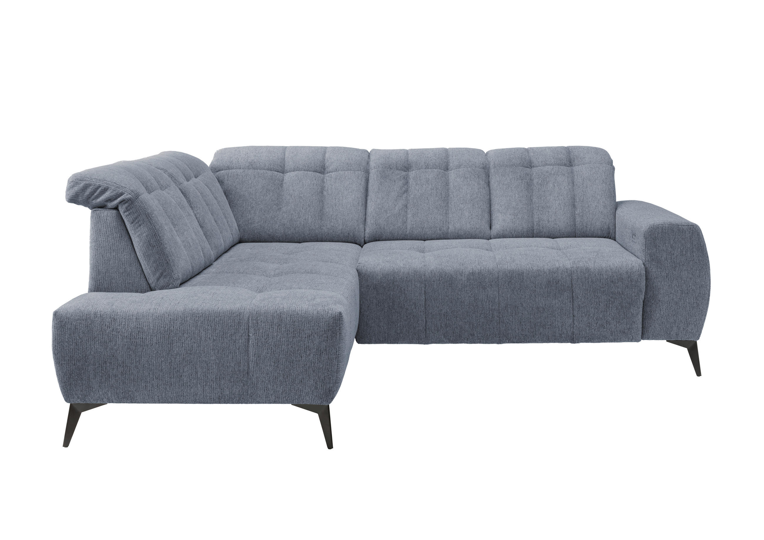 ECKSOFA Hellblau Chenille  - Schwarz/Hellblau, MODERN, Textil/Metall (200/261cm) - Livetastic