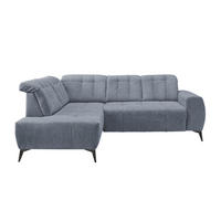 ECKSOFA Hellblau Chenille  - Schwarz/Hellblau, MODERN, Textil/Metall (200/261cm) - Livetastic